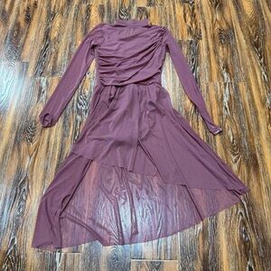 Weissman Size MA Dusty Rose Pink / Purple Long Sleeve Dance Dress Leotard Girls